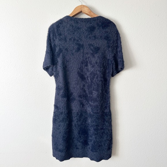 J. Crew Brushed Yarn Fuzzy Knit Cozy Short Sleeve Dress Navy Blue Plus Size 2X - Picture 6 of 10